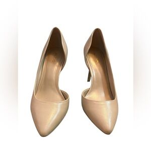 ALDO Livianna D’Orsay Nude Beige Pointed Toe Pumps Size 9 3.6” Heel